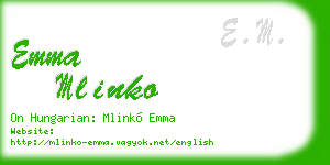 emma mlinko business card